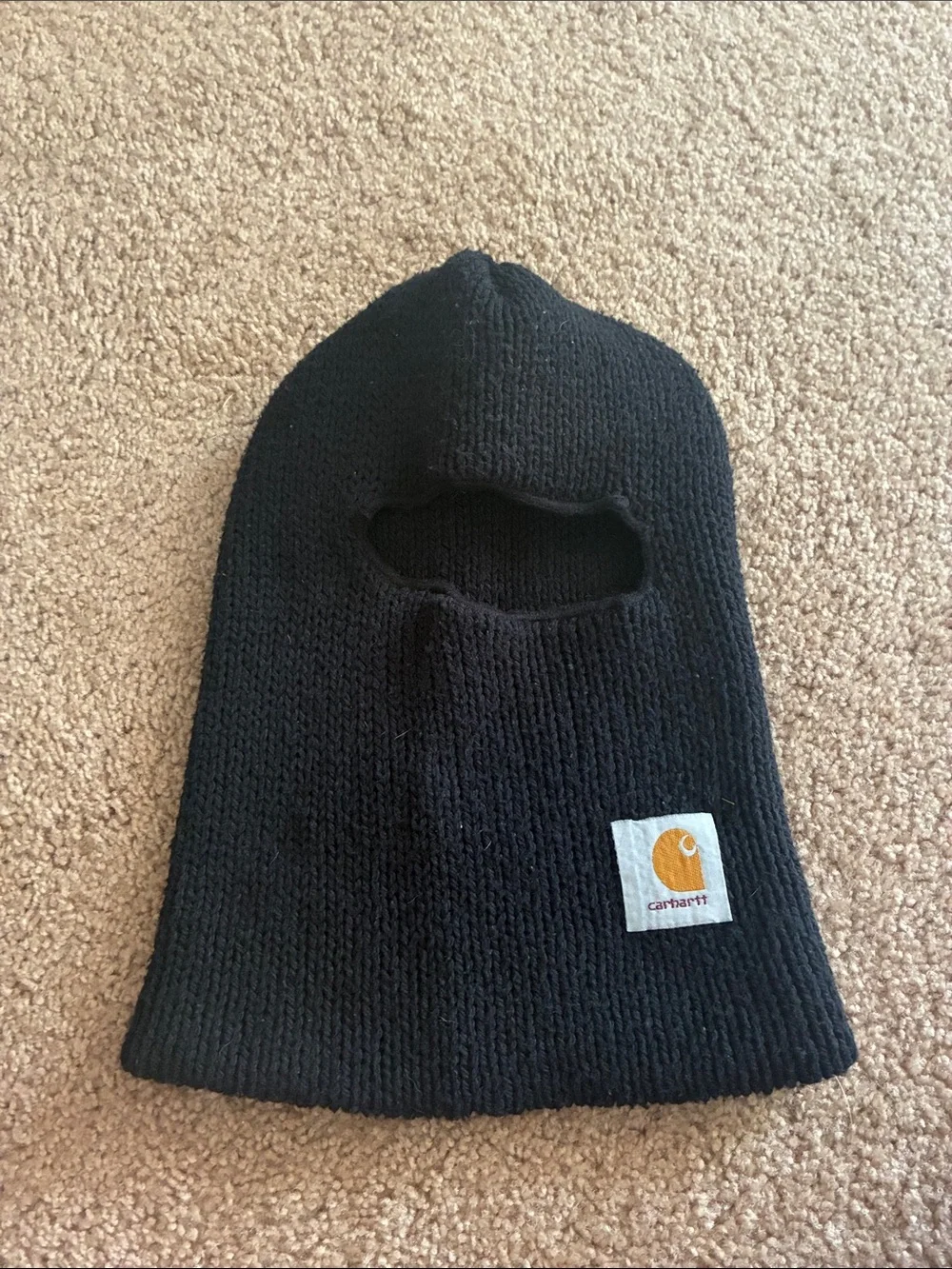 Carhartt Kids Black Knit Face Mask Balaclava with Logo Patch Classic work wear